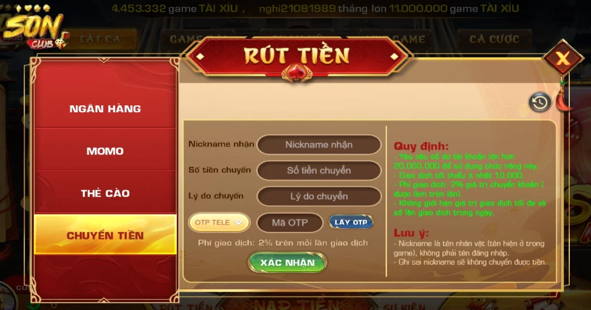 Rút tiền SONCLUB - Quy trình thanh toán trực tuyến an toàn 1 Sơ lược về rút tiền SONCLUB